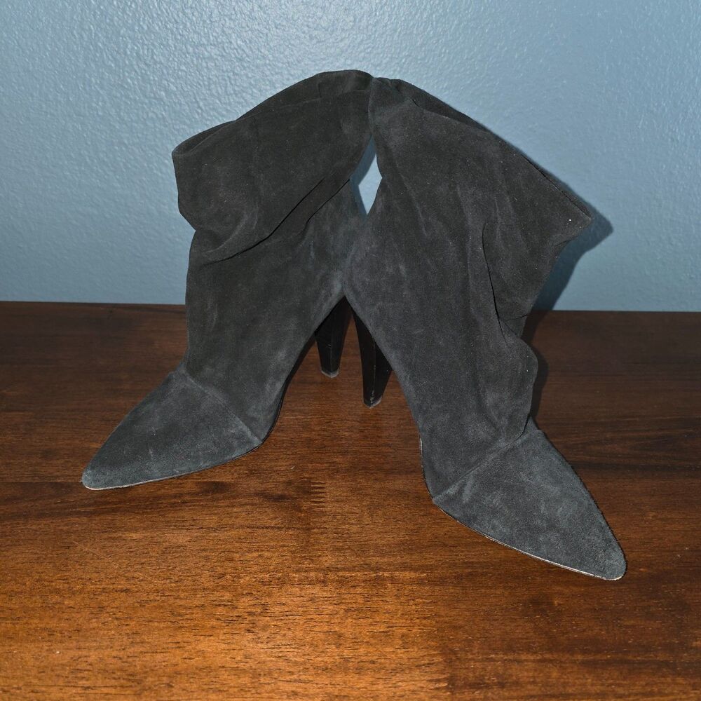 Iro Black Suede Leather Ankle High Heel Boots Womens Size 36 5.5-6 Pointed toe